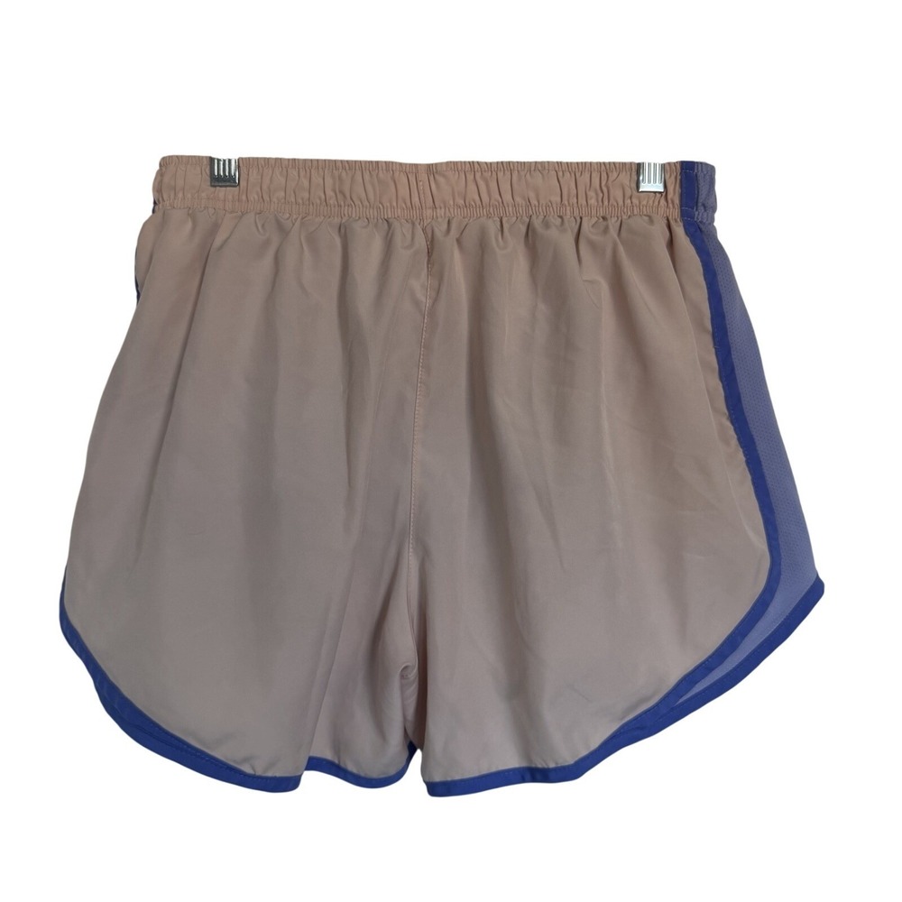 Nike Dri-FIT Tempo Womens Running Shorts Tan Purple Trim Size L 3 Inch Inseam - Picture 5 of 8